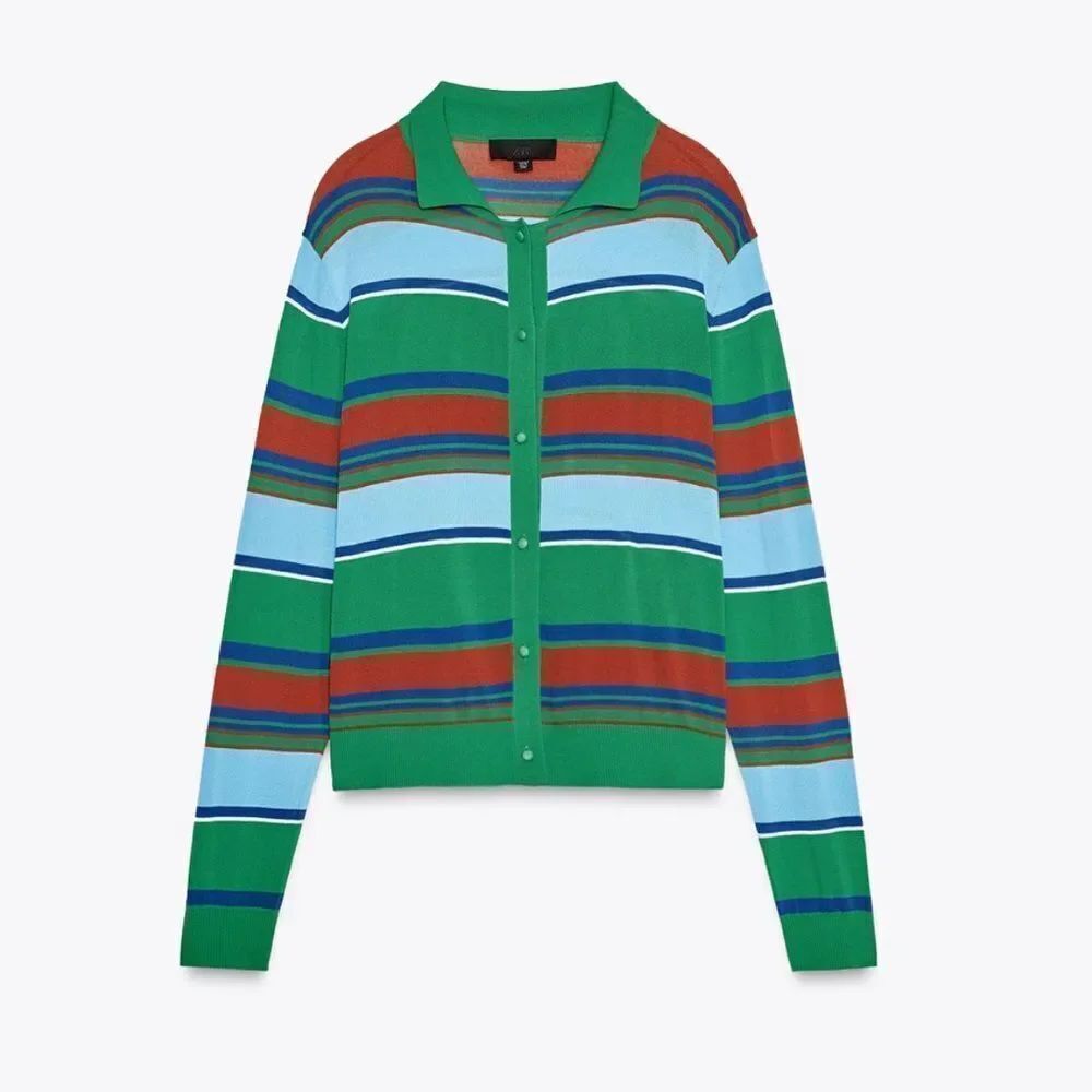 Zara Stripe Multicolored Button Down Cardigan(Size Small)